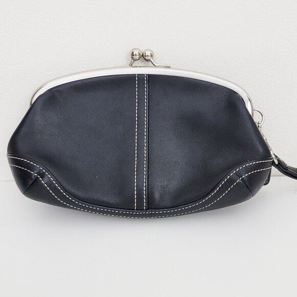 Vintage Coach Y2K Soho Kisslock Wristlet Pouch Black - Picture 2 of 6